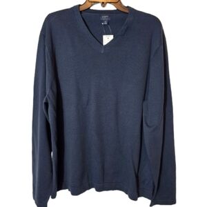 J. Crew Factory Men's V-Neck Sweater-tee in Navy Size XL NWT